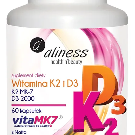 Witamina K2 MK-7 100 µg z Natto + D3,naturalna witamina k2