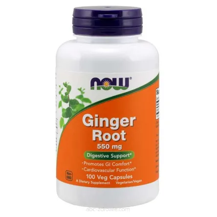 Opakowanie zawiera Ginger Root - Imbir 550 mg 100 kaps. NOW Foods