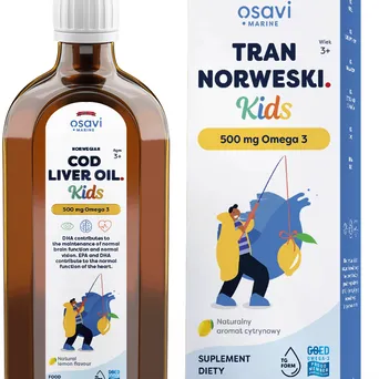 Tran Norweski Kids, 500mg Omega 3 (Cytryna) - 250 ml.