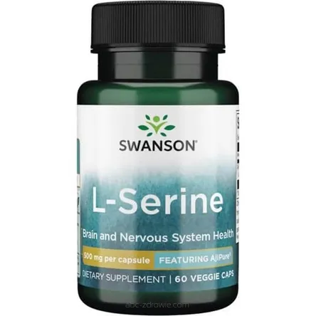 Opakowanie zawiera AjiPure L-seryna 500 mg Swanson 60 kaps.