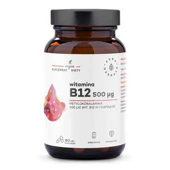 Witamina B12 Metylokobalamina 500mcg - Aura Herbals, 90 Kapsułek