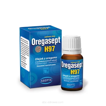 Mała buteleczka Oregasept H97 Olejek z Oregano 10ml. Skoncentrowane właściwości oregano dla naturalnego wsparcia zdrowia.