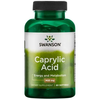 SWANSON Caprylic Acid 600mg, 60sgels. - kwas kaprylowy