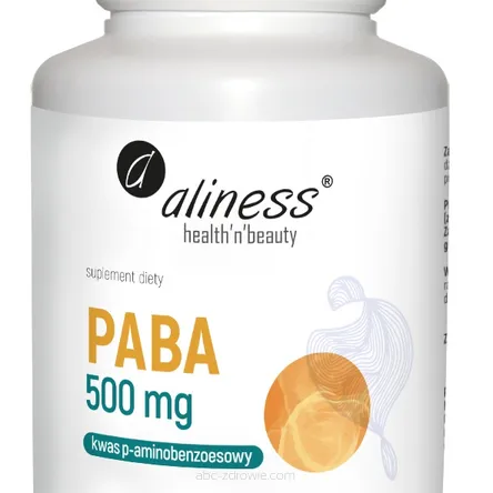 Opakowanie zawiera Paba 500 mg kwas p-aminobenzoesowy 100 tab. Aliness