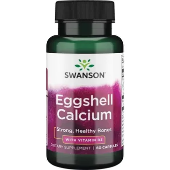 SWANSON Eggshell Calcium + Vitamin D-3 60kaps. - Wapń ze skorupki jaja kurzego + D-3