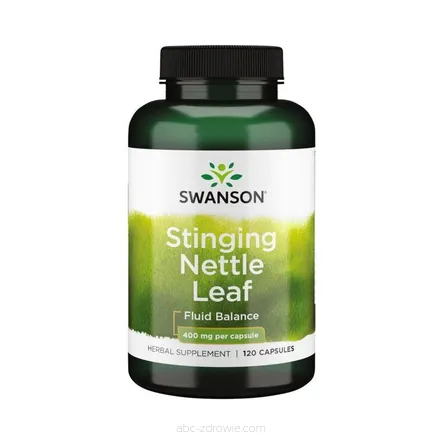 Opakowanie zawiera Stinging Nettle Leaf - Pokrzywa Zwyczajna 400 mg Swanson 120 kaps.