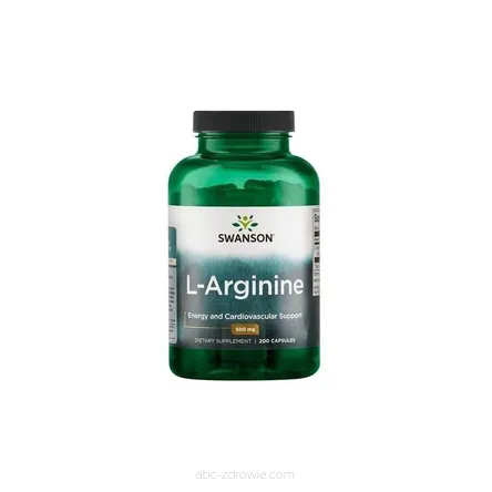 Opakowanie zawiera Arginina, L-Arginina 500 mg -200 kaps. Swanson