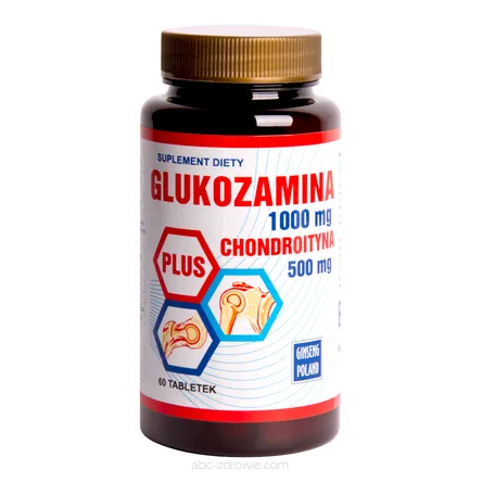 Opakowanie zawiera Glukozaminę 1000mg + chondroityna 500mg, firmy  GINSENG POLAND 60 tabletek