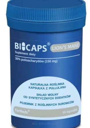 Soplówka jeżowata w tabletkach, 30% polisacharydów .Bicaps Formeds 60 kaps.