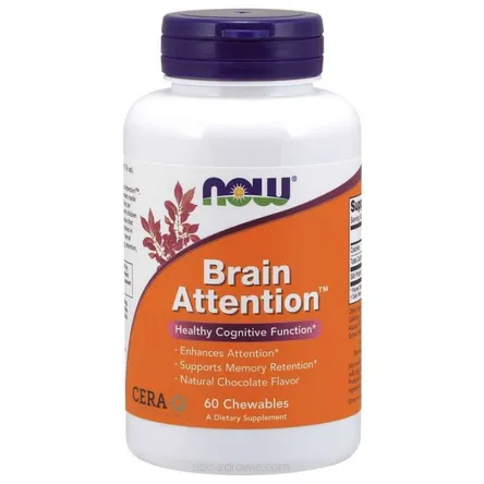 Opakowanie zawiera Brain Attention - 60 do żucia Now Foods