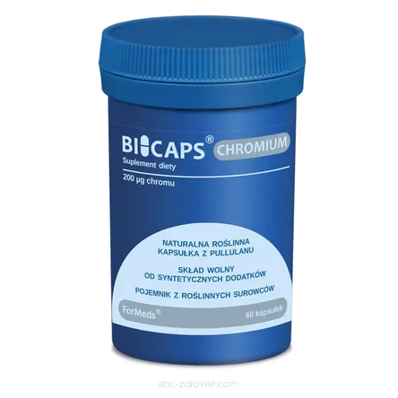 Opakowanie suplementu Chrom Bicaps Formeds, 60 kapsułek, na abc-zdrowie.com. Wsparcie dla metabolizmu i poziomu cukru.