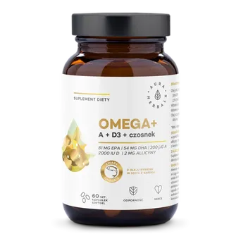 Omega+ Witamina A + D3 + czosnek 60 kapsułek -Aura Herbals