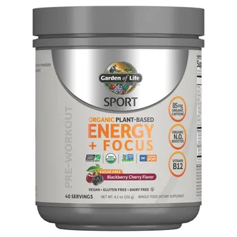 Organic Plant-Based Energy + Focus, Blackberry Cherry (Sugar Free) - 231g
