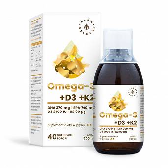 Aura Herbals OMEGA-3+D3+K2MK7, 200ml
