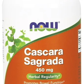 Cascara Sagrada 450mg, 250 kapsułek wegetariańskich.  NOW FOODS