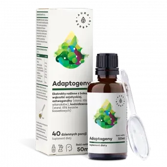Adaptogeny, 100% naturalne ekstrakty roślinne,Płyn 50 ml Aura Herbals