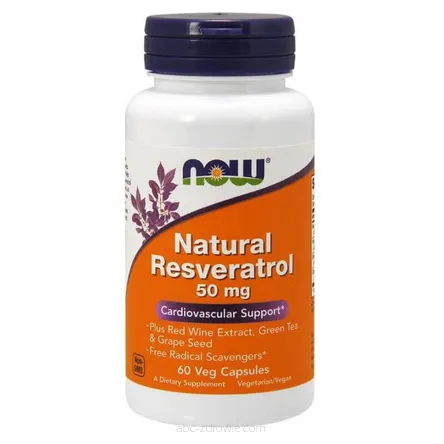 NOW Foods Natural Resveratrol 50 mg - Ekstrakt z Rdestowca Japońskiego 60 kaps.
