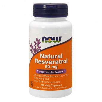 NOW Foods Natural Resweratrol 50 mg - Ekstrakt z Rdestowca Japońskiego 60 kaps.
