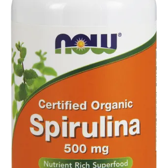 Spirulina Certyfikowana Organiczna 500mg, 100 tabletek NOW FOODS 