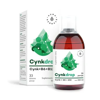 CynkDrop w płynie 500ml - Cynk + B6 + B12-Aura Herbals