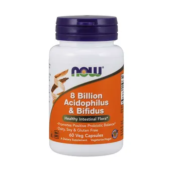 8 Billion Acidophilus i Bifidus -Now Foods 60 kaps.