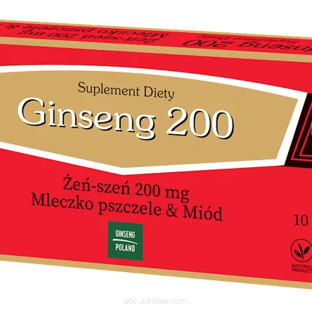 Ginseng 200 żeńszeń + mleczko pszczele+ miód 10x10ml fiolki GINSENG POLAND
