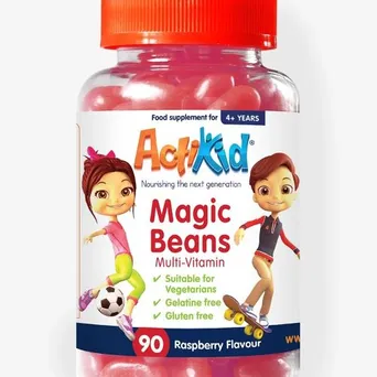 Magic Beans Multi-Witamina, Raspberry - 90 gummies ActiKid