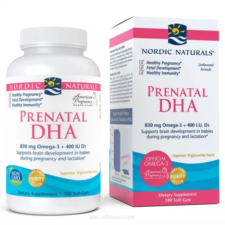 Prenatal DHA z witamina D3, 830mg - 180 kaps.Nordic Naturals
