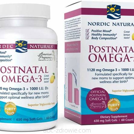 Postnatal Omega-3, 1120mg Cytrynowy - 60 kaps. Nordic Naturals