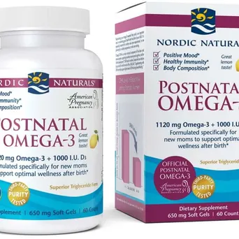Postnatal Omega-3, 1120mg Cytrynowy - 60 kaps. Nordic Naturals