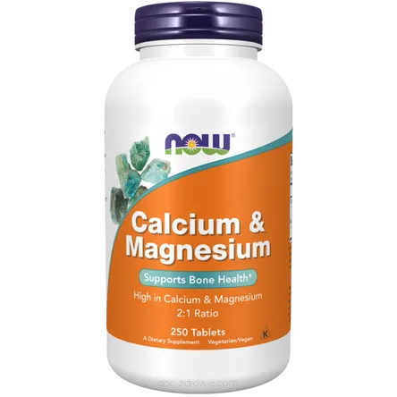 Opakowanie zawiera Calcium & Magnesium - Wapń 500 mg + Magnez 250 mg 250 tabl. NOW Foods