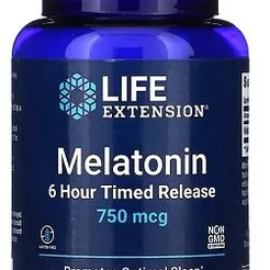 Melatonina o 6-godzinnym Uwalnianiu, 750mcg - Life Extension, 60 wegetariańskich tabletek