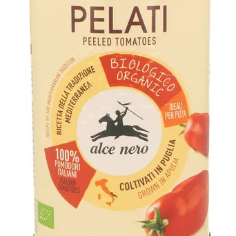ALCE NERO Pomidory Pelati bez skóry w puszce BIO 400g
