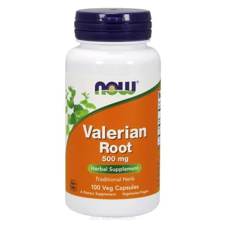 Opakowanie zawiera Valerian Root- Waleriana - Kozłek Lekarski 500 mg 100 kaps. NOW Foods