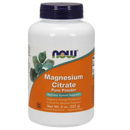 Opakowanie zawiera Magnez /cytrynian magnezu/Magnesium Citrate -  227 g NOW Foods