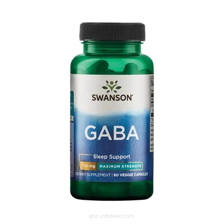 Opakowanie zawiera GABA Forte - Kwas Gamma Aminomasłowy 750 mg  Swanson 60 kaps.