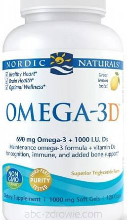 Nordic Naturals Omega-3D, 690mg Cytrynowy,120 kaps. 