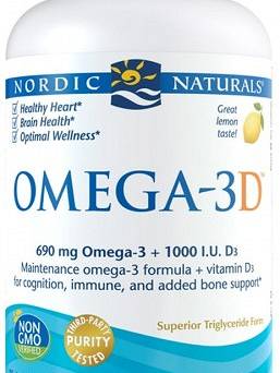 Nordic Naturals Omega-3D, 690mg Cytrynowy,120 kaps. 