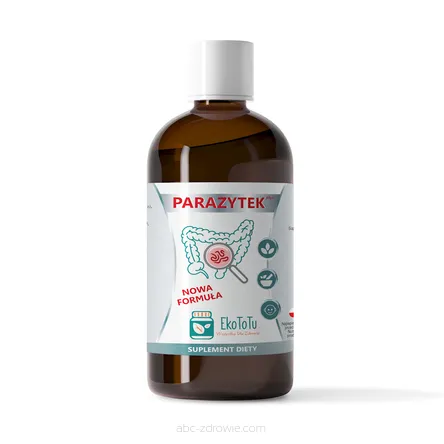 Buteleczka zawiera Parazytek - płyn doustny na pasożyty ludzkie100ml EKOTOTU