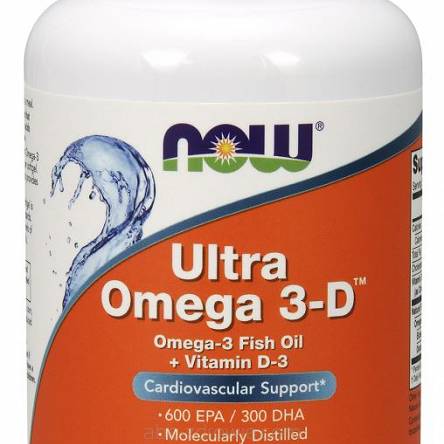 Ultra Omega 3-D  z  Witamina D-3 - 90 kaps.  NOW Foods