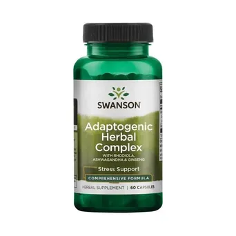 Adaptogenic Herbal Complex with Rhodiola, Ashwagandha & Ginseng - Kompleks Adaptogenów 60 kaps. Swanson