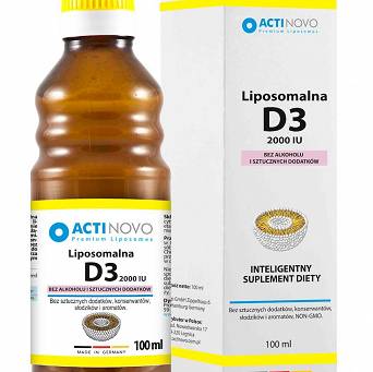 Witamina D3 2000 Liposomalna ACTINOVO bez alkoholu - 100ml (50 dni)
