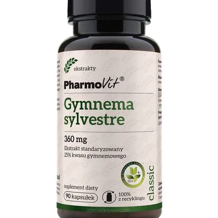 Gymnema sylvestre 360 mg Ekstrakt standaryzowany 25% kwasu gymnemowego 90 kaps Pharmovit