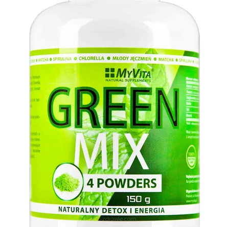 MyVita Green MIX 150g - chlorella, spirulina, jęczmień, matcha