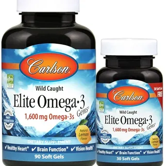 Elite Omega-3 Gems, 1600mg Natural Lemon - 90 + 30 softgels