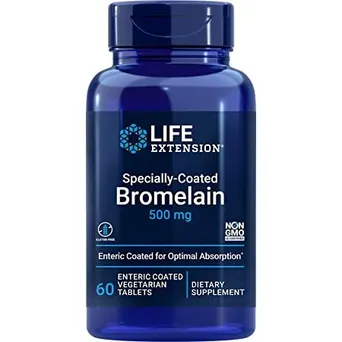 Bromelaina,specjalnie powlekana  500mg - Life Extension, 60 wegetariańskich tabletek o powolnym uwalnianiu