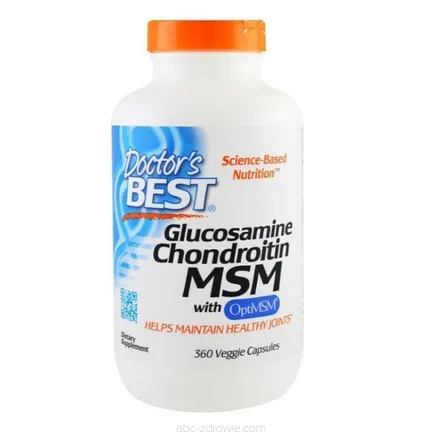 Opakowanie zawiera Glukozamina Chondroityna MSM z OptiMSM Doctor's Best - 360 kaps.