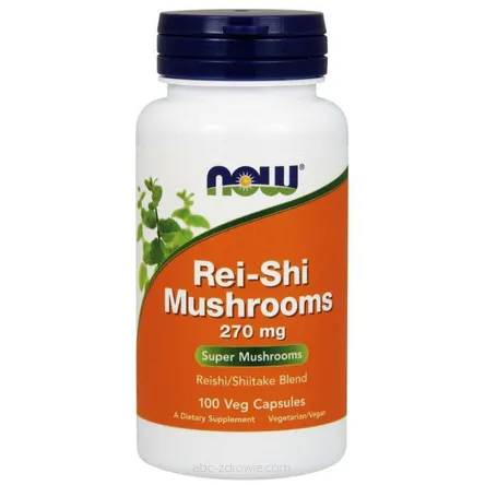 Opakowanie zawiera Rei-Shi Mushrooms - Reishi i Shiitake 270 mg 100 kaps. NOW Foods