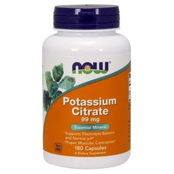 Potassium Citrate - Potas /cytrynian potasu/ 99 mg 180 kaps. NOW Foods