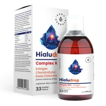 HialuDrop Complex KCH w płynie  Kolagen, Chondroityna, Kwas Hialuronowy 500 ml-Aura Herbals